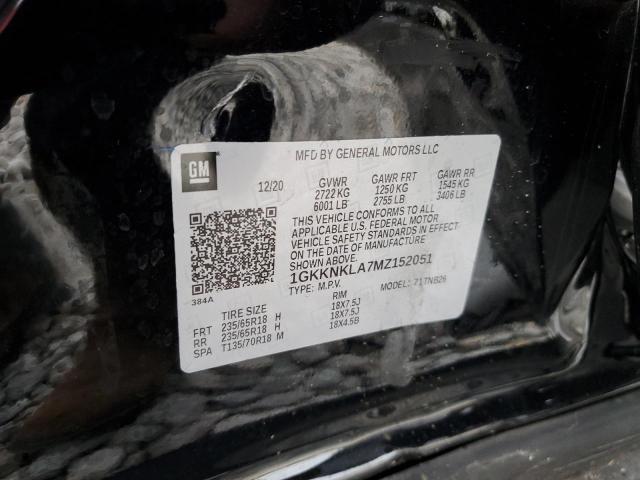 1GKKNKLA7MZ152051 - 2021 GMC ACADIA SLE BLACK photo 12