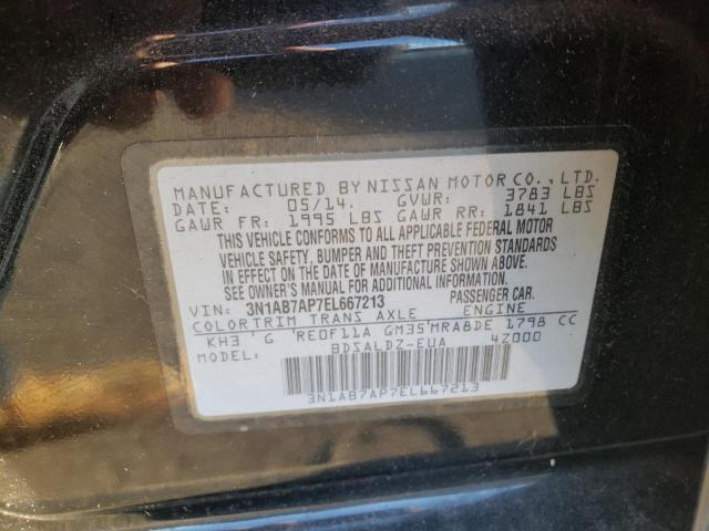 3N1AB7AP7EL667213 - 2014 NISSAN SENTRA S BLACK photo 12