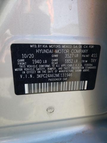 3KPC24A62ME131946 - 2021 HYUNDAI ACCENT SE SILVER photo 12