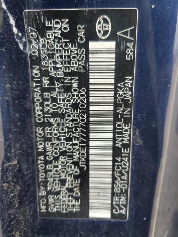 JTKDE177770210206 - 2007 TOYOTA SCION TC 蓝色 照片 12