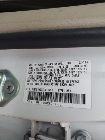 5J8TB3H3XEL014793 - 2014 ACURA RDX WHITE photo 12