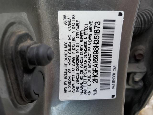 2HGFA16998H351873 - 2008 HONDA CIVIC EXL ოქროსფერი ფოტო 13