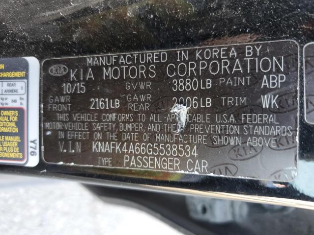 KNAFK4A66G5538534 - 2016 KIA FORTE LX BLACK photo 12