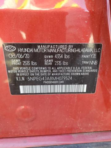 5NPEG4JA8MH079524 - 2021 HYUNDAI SONATA SE RED photo 12