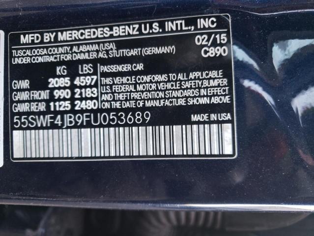 55SWF4JB9FU053689 - 2015 MERCEDES-BENZ C 300 BLUE photo 12