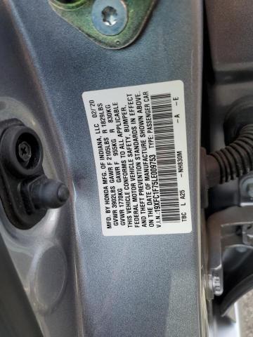 19XFC1F75LE009753 - 2020 HONDA CIVIC EXL ვერცხლისფერი ფოტო 13