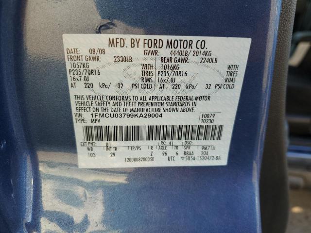 1FMCU03799KA29004 - 2009 FORD ESCAPE XLT BLUE photo 13