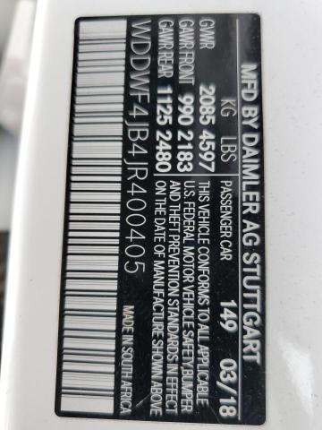 WDDWF4JB4JR400405 - 2018 MERCEDES-BENZ C 300 WHITE photo 12