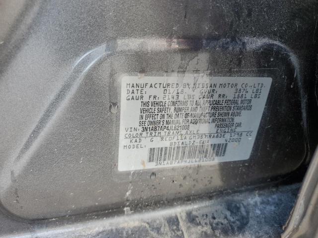 3N1AB7AP4JL621008 - 2018 NISSAN SENTRA S GRAY photo 13