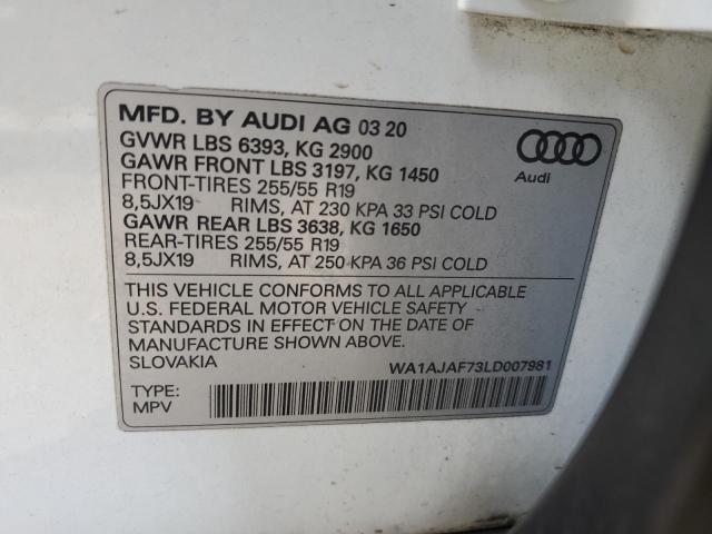 WA1AJAF73LD007981 - 2020 AUDI Q7 PREMIUM WHITE photo 13