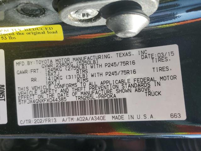 5TFJX4GNXFX044385 - 2015 TOYOTA TACOMA DOUBLE CAB PRERUNNER BLACK photo 12