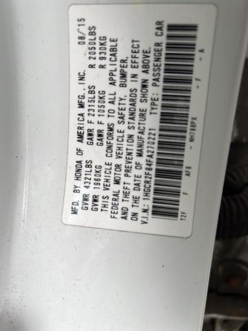 1HGCR2F84FA270221 - 2015 HONDA ACCORD EXL WHITE photo 12