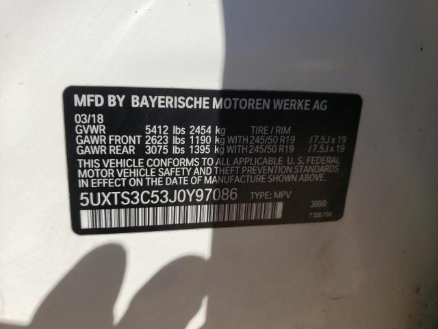 5UXTS3C53J0Y97086 - 2018 BMW X3 XDRIVEM40I Beyaz fotoğraf 12