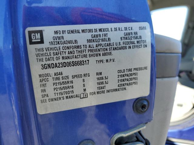 3GNDA23D06S668317 - 2006 CHEVROLET HHR LT BLUE photo 12