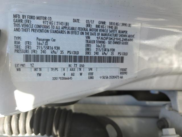 1FADP3K21HL246486 - 2017 FORD FOCUS SE WHITE photo 12