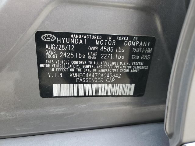 KMHEC4A47CA045842 - 2012 HYUNDAI SONATA HYBRID GRAY photo 12