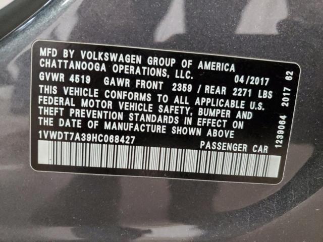 1VWDT7A39HC068427 - 2017 VOLKSWAGEN PASSAT R-LINE Boz foto 12