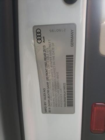 WAUDNAF44JA196522 - 2018 AUDI A4 PREMIUM WHITE photo 12