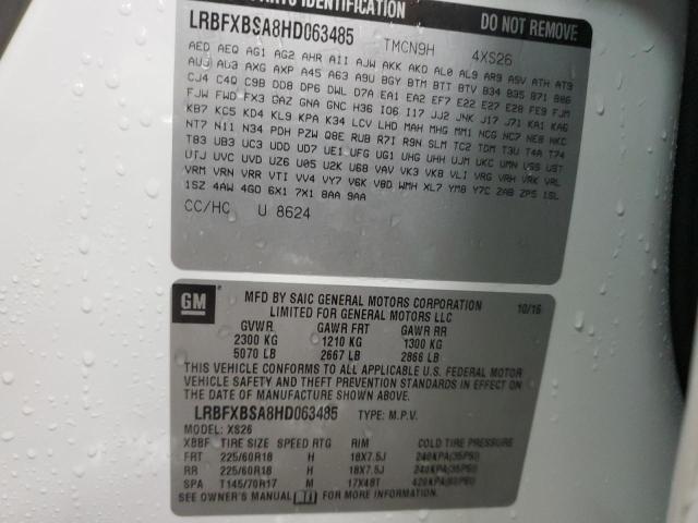 LRBFXBSA8HD063485 - 2017 BUICK ENVISION ESSENCE Սպիտակ լուսանկար 13