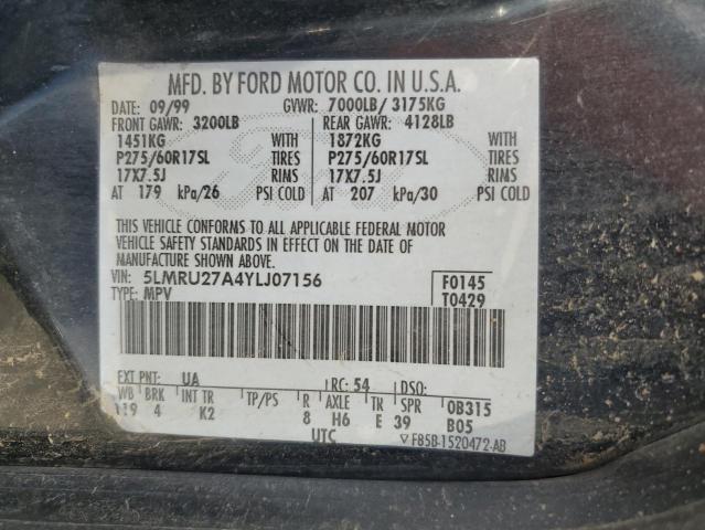 5LMRU27A4YLJ07156 - 2000 LINCOLN NAVIGATOR 黑色 照片 13