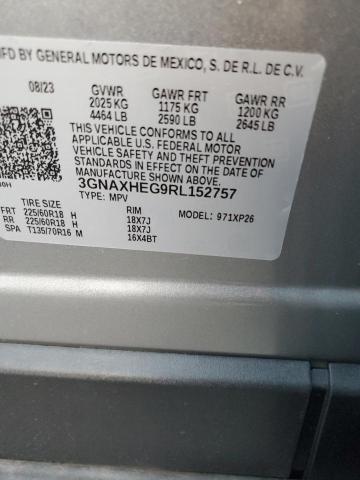 3GNAXHEG9RL152757 - 2024 CHEVROLET EQUINOX LS SILVER photo 12