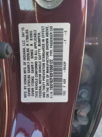 19XFB2F93FE068122 - 2015 HONDA CIVIC EXL BURGUNDY photo 13