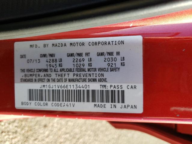 JM1GJ1V66E1134401 - 2014 MAZDA 6 TOURING RED photo 12