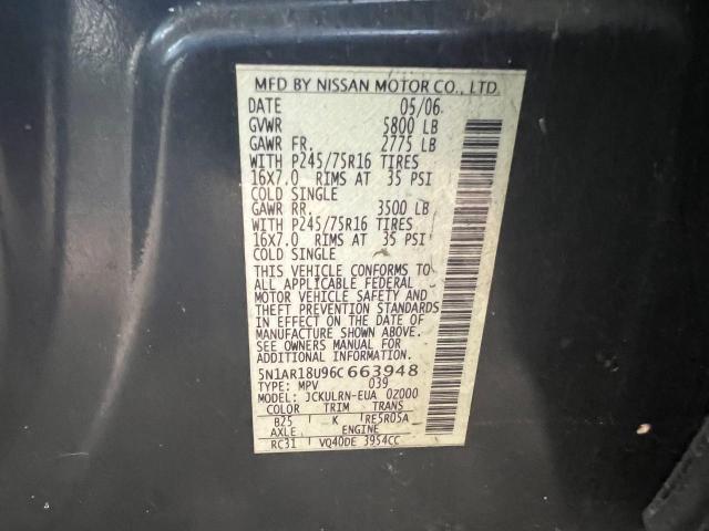 5N1AR18U96C663948 - 2006 NISSAN PATHFINDER LE BLUE photo 10