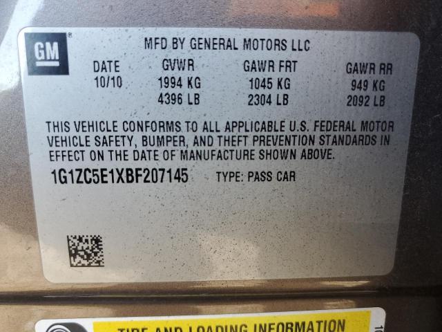 1G1ZC5E1XBF207145 - 2011 CHEVROLET MALIBU 1LT 棕色 照片 12