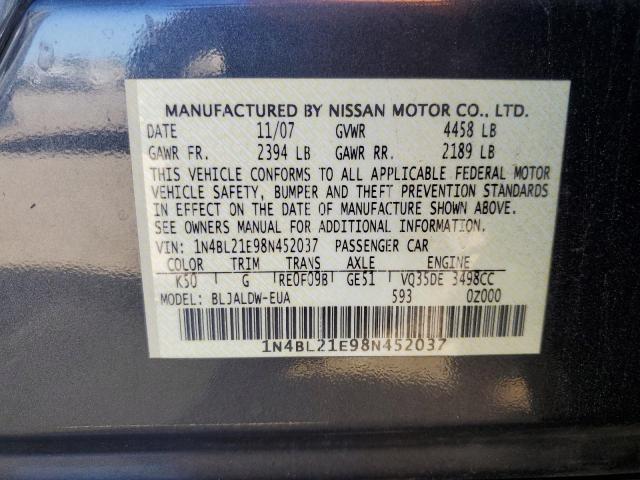 1N4BL21E98N452037 - 2008 NISSAN ALTIMA 3.5SE GRAY photo 13