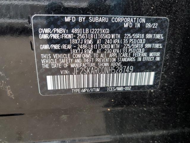 JF2SKARC0NH528749 - 2022 SUBARU FORESTER TOURING 黑色 照片 13