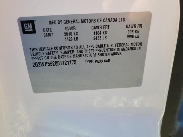 2G2WP552081121175 - 2008 PONTIAC GRAND PRIX 白色 照片 12