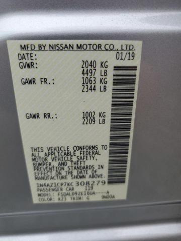 1N4AZ1CP7KC308279 - 2019 NISSAN LEAF S SILVER photo 12