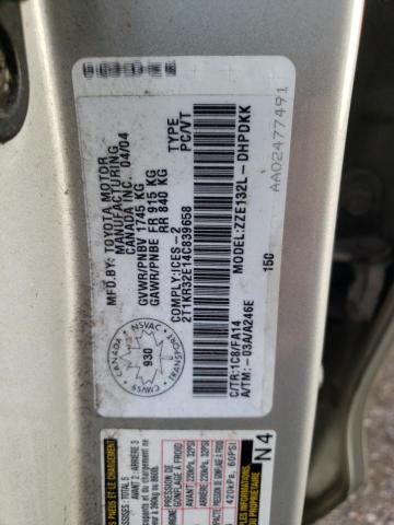 2T1KR32E14C839658 - 2004 TOYOTA COROLLA MA XR SILVER photo 12