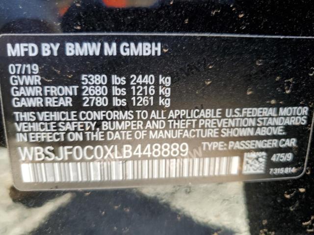 WBSJF0C0XLB448889 - 2020 BMW M5 BASE BLACK photo 12
