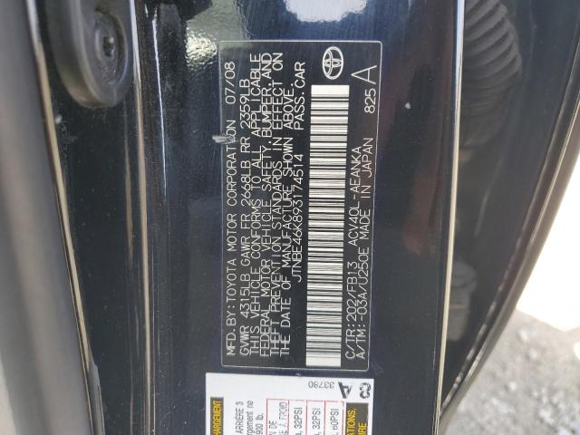 JTNBE46K893174514 - 2009 TOYOTA CAMRY BASE BLACK photo 13