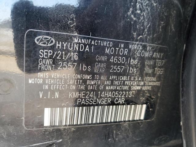 KMHE24L14HA052213 - 2017 HYUNDAI SONATA HYBRID BLACK photo 12