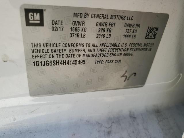 1G1JG6SH4H4145495 - 2017 CHEVROLET SONIC WHITE photo 12