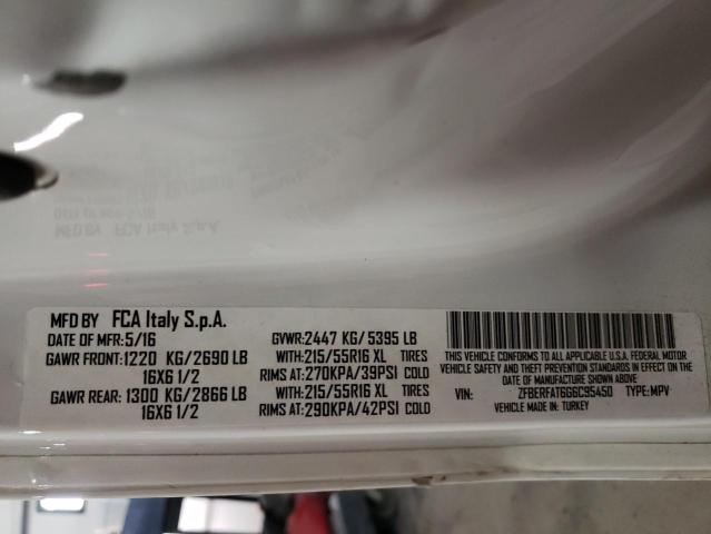 ZFBERFAT6G6C95450 - 2016 RAM PROMASTER თეთრი ფოტო 12