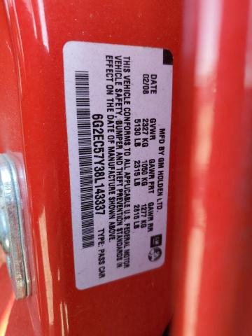 6G2EC57Y38L143337 - 2008 PONTIAC G8 GT RED photo 12