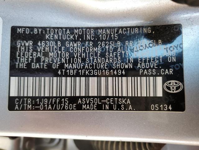 4T1BF1FK3GU161494 - 2016 TOYOTA CAMRY LE SILVER photo 13