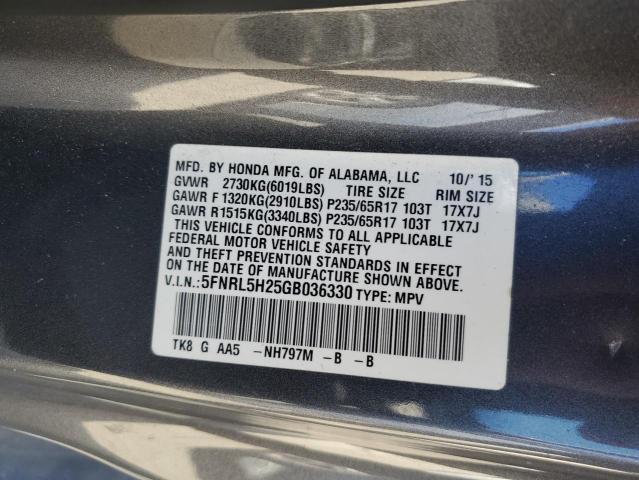 5FNRL5H25GB036330 - 2016 HONDA ODYSSEY LX GRAY photo 13