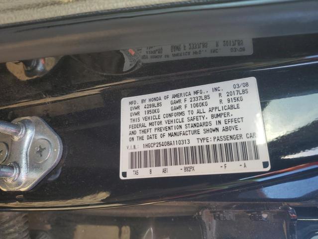 1HGCP25408A110313 - 2008 HONDA ACCORD LXP BLACK photo 12