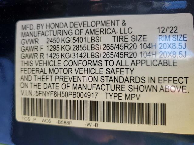 5FNYF8H50PB004917 - 2023 HONDA PASSPORT EXL Mavi foto 13