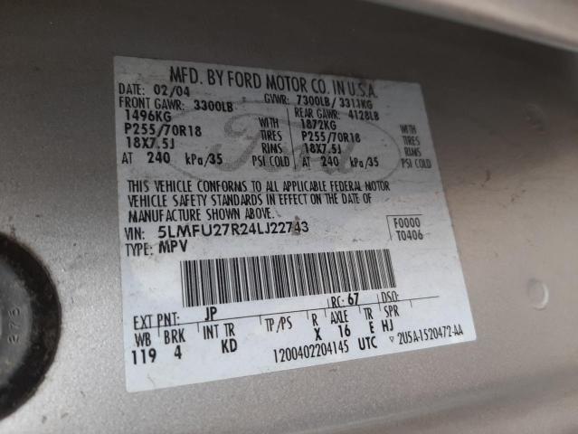 5LMFU27R24LJ22743 - 2004 LINCOLN NAVIGATOR 银色 照片 13