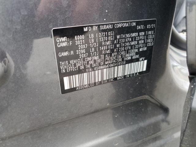 4S4WMAMD6M3439558 - 2021 SUBARU ASCENT LIMITED GRAY photo 13