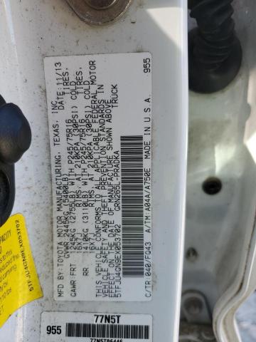 5TFJU4GN9EX053702 - 2014 TOYOTA TACOMA DOUBLE CAB PRERUNNER WHITE photo 12