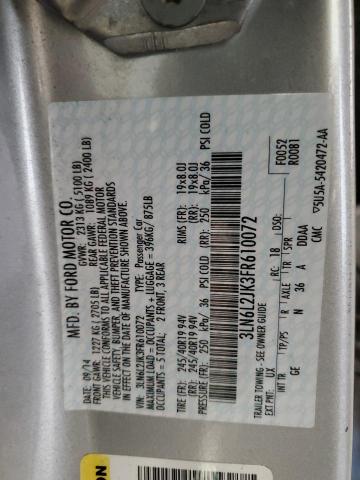 3LN6L2JK3FR610072 - 2015 LINCOLN MKZ SILVER photo 12