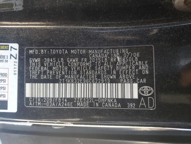 2T1KR32E96C622913 - 2006 TOYOTA COROLLA MA XR BLACK photo 13