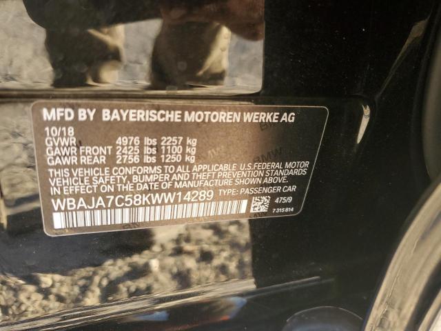 WBAJA7C58KWW14289 - 2019 BMW 530 XI BLACK photo 12